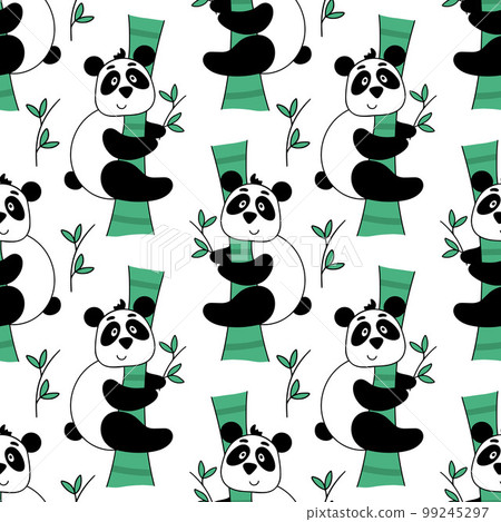 Pandas on eucalyptus trees seamless pattern Pandas on eucalyptus trees seamless pattern 99245297