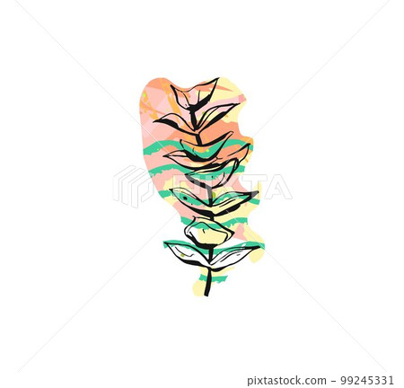 Hand drawn vector abstract graphic drawing eucalyptus branch with freehand texture isolated on white background.Unique unusual hipster trendy design elements.Hand made graphic art Hand drawn vector abstract graphic drawing eucalyptus branch with freehand texture isolated on white background.Unique unusual hipster trendy design elements.Hand made graphic art 99245331