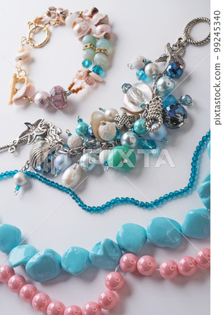 author  braceletes with pearls and gemstones. fashion and jewelry concept 99245340