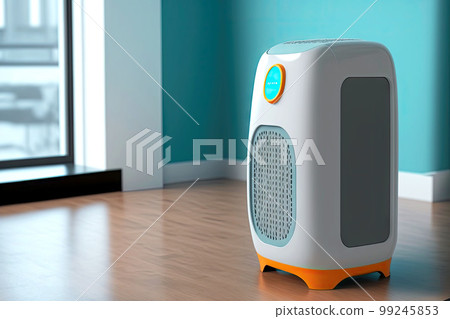 air purifier in room for respiratory diseases of person with inhaler and oxygen air purifier in room for respiratory diseases of person with inhaler and oxygen 99245853