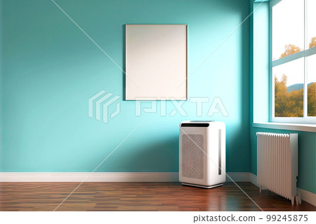 air purifier in room with bright wall paint creating comfortable living space air purifier in room with bright wall paint creating comfortable living space 99245875