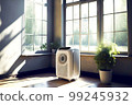 air purifier in room with large windows to courtyard 99245932