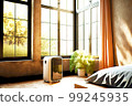 air purifier in room with large windows to courtyard 99245935