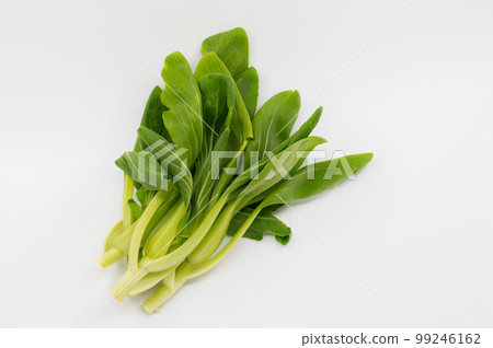 Small group young fresh Pak Chai or Green Pakchoi or Bok Choy, flat lay organic vegetable, the isolated image on white background. Small group young fresh Pak Chai or Green Pakchoi or Bok Choy, flat lay organic vegetable, the isolated image on white background. 99246162