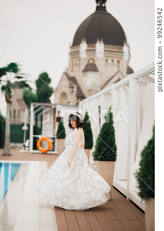 Beautiful luxury bride in elegant white dress 99246542