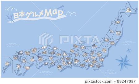 Gourmet all over Japan, icon set (line drawing) 99247087