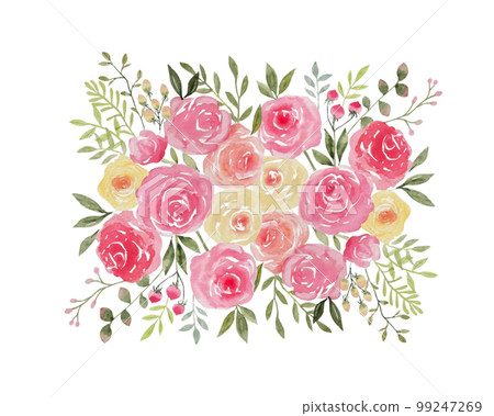 水彩時尚的粉紅玫瑰花束 水彩時尚的粉紅玫瑰花束 99247269