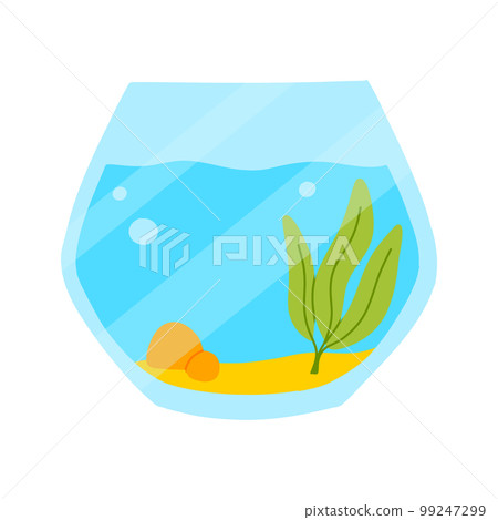 Fishbowl. Aquarium with algae in flat style. Vector illustration. Empty isolated aquarium in cartoon style. Fishbowl. Aquarium with algae in flat style. Vector illustration. Empty isolated aquarium in cartoon style. 99247299
