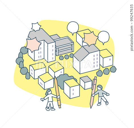 The hustle and bustle of everyday life. Life side by side with trouble The hustle and bustle of everyday life. Life side by side with trouble 99247635