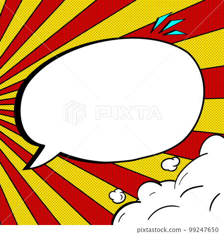 Comic Blank Speech Bubble With Copy Space Over Color Background Design. Empty Template In Explosion Framework Representing Fancy Add and Attractive Message. 99247650