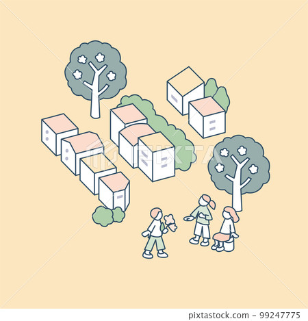 有花的樹。隨季節變化的風景 有花的樹。隨季節變化的風景 99247775