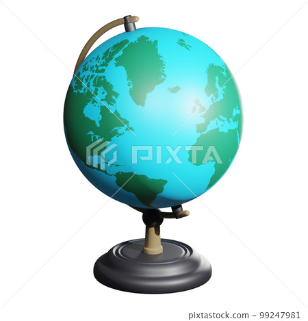 3D rendering of school globe on wooden stand. Studying geography of countries and continents at school and institution. Realistic PNG illustration isolated on transparent background 3D rendering of school globe on wooden stand. Studying geography of countries and continents at school and institution. Realistic PNG illustration isolated on transparent background 99247981