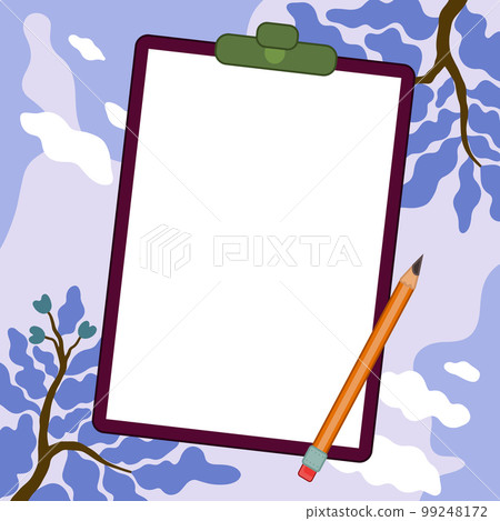 Paper sheets with text laying on bright colored background. Pencil draws main message. Notebook contains important information. Empty Space For Advertising. Paper sheets with text laying on bright colored background. Pencil draws main message. Notebook contains important information. Empty Space For Advertising. 99248172