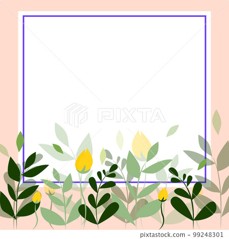Square Shape Orange Color. Text Frame Surrounded With Assorted Flowers Hearts And Leaves. Framework For Writing Ringed With Different Daisies, Hearts And Tree Leaves. Square Shape Orange Color. Text Frame Surrounded With Assorted Flowers Hearts And Leaves. Framework For Writing Ringed With Different Daisies, Hearts And Tree Leaves. 99248301