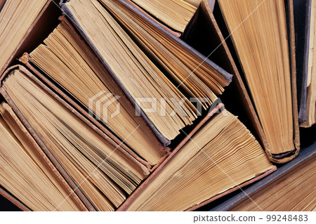 Old and used books, literature or textbooks. Top view. Education concept Old and used books, literature or textbooks. Top view. Education concept 99248483