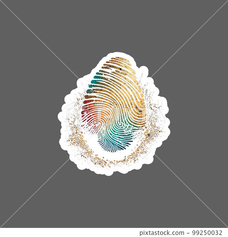 fingerprint digital art raibown sticker 99250032