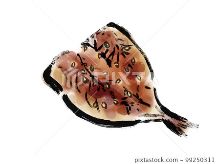Horse mackerel dried with mirin, drawn with a brush illustration Dried fish 99250311