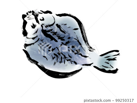 Dried horse mackerel illustration drawn with a brush Dried fish 99250317