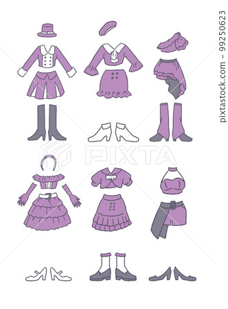 Purple idol costume illustration set - Stock Illustration