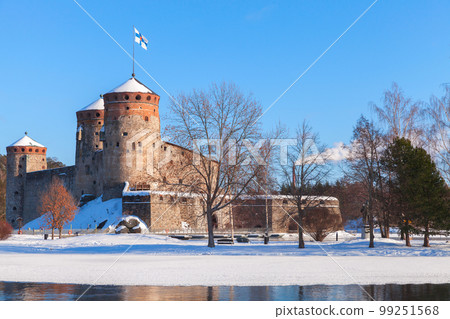 Winter landscape with Olavinlinna fortress, Savonlinna, Finland 99251568