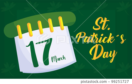 Happy saint patrick day poster with calendar Vector Happy saint patrick day poster with calendar Vector 99251727