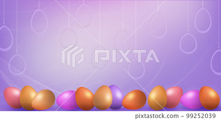 Purple composition with Easter eggs, great postcard Purple composition with Easter eggs, great postcard 99252039