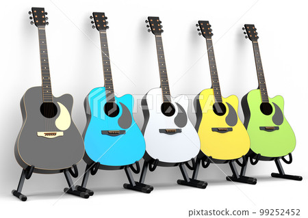 Set of acoustic guitar isolated on white background. 99252452