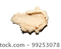 Sugar scrub texture smear isolated on white background. Beauty cosmetic smudge such as salt scrub, lip balm, body skincare cream, top view with shadow. 99253078