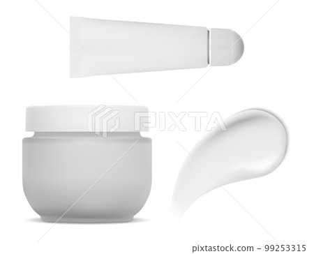Cosmetic set of cream jar, moisture texture, serum tube Cosmetic set of cream jar, moisture texture, serum tube 99253315