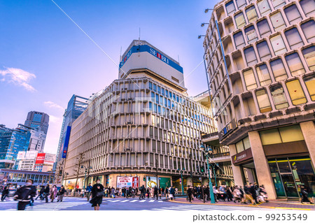 Tokyo cityscape in Japan View of Inokashira street entrance and scramble crossing in front of Shibuya station = February 15 99253549