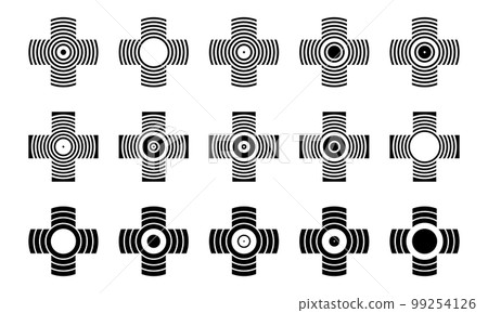 Abstract Cross Icons. Set of Black and White Design Elements. Vector Art. 99254126