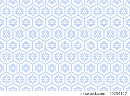 Abstract Seamless Blue Geometric Floral Pattern. Honeycomb Structure. Vector Art. 99254127