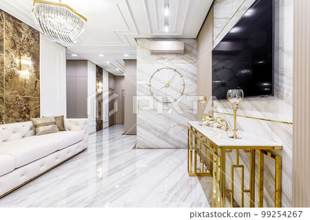 Living room in rich modern home with italian marble floor Living room in rich modern home with italian marble floor 99254267