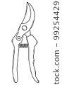 Hand drawn pruner for pruning branches. Gardening tool. Outline. Sketch. Vector. 99254429
