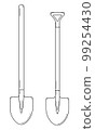 Hand drawn set of two garden shovels. Gardening tools. Outline. Sketch. Vector 99254430