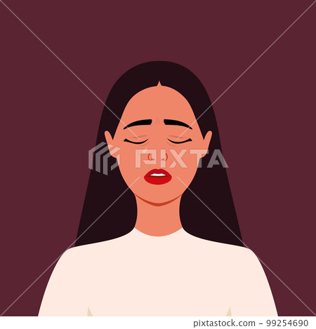 Young woman is crying. Human emotions. Sadness. Despair. Female. Flat style 99254690