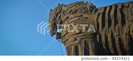 Trojan horse in Canakkale. Wooden horse is from Troy movie and was donated to the city of Canakkale. Canakkale, Turkey - 01 september, 2015 99254921