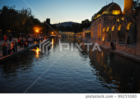 Holy fish lake Sanliurfa Turkey the night's, Urfa Balikli Gol, May 02 2015 Holy fish lake Sanliurfa Turkey the night's, Urfa Balikli Gol, May 02 2015 99255080