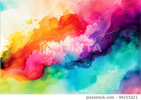 Rainbow illustration of galaxy fantasy background and pastel color.The unicorn in pastel sky with rainbow. Pastel clouds and sky with bokeh . Cute bright candy background . 99255821