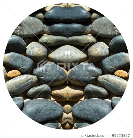Blue pebbles texture background, decorative small stones texture 99255837