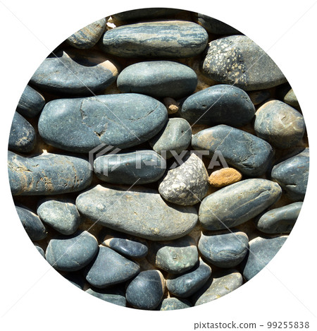 Blue pebbles texture background, decorative small stones texture 99255838