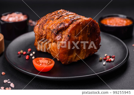 Delicious fresh smoked meat or ham with spices and herbs 99255945