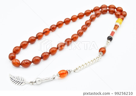 Orange and silver beads sequenced, short rosary, tespih tesbih 99256210