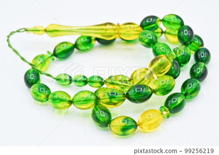 Green and yellow beads sequenced, short rosary, tespih tesbih Green and yellow beads sequenced, short rosary, tespih tesbih 99256219