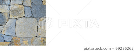 Sturdy blue and gray cut stone wall, seamless lined up, banner mock up poster desing 99256262