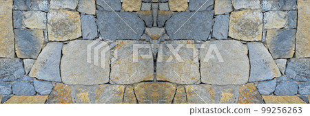 Sturdy blue and gray cut stone wall, seamless lined up 99256263