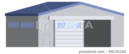 Garage facade. Storage building. Industrial metal door Garage facade. Storage building. Industrial metal door 99256298