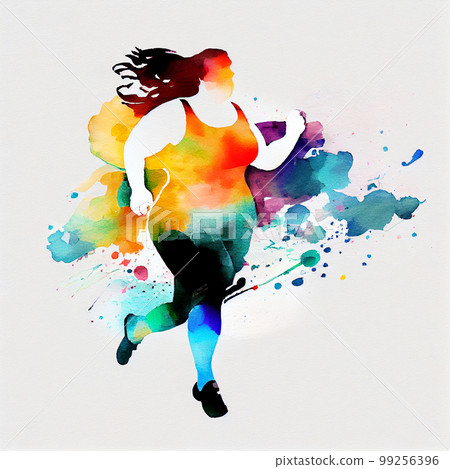 Beafutiful afroamerican body positive young woman running. Run and fitness, healthy lifestyle Beafutiful afroamerican body positive young woman running. Run and fitness, healthy lifestyle 99256396