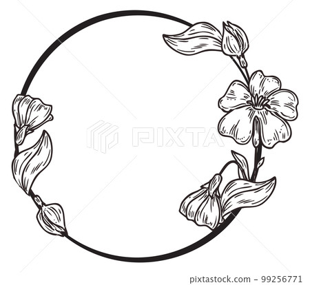 Herbal frame. Floral circle. Hand darwn wreath 99256771