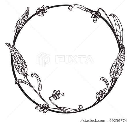 Floral wreath frame. Decorative elegant botanical circle Floral wreath frame. Decorative elegant botanical circle 99256774